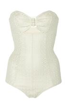 Lisa Marie Fernandez Buckle Cutout Metallic Seersucker Swimsuit