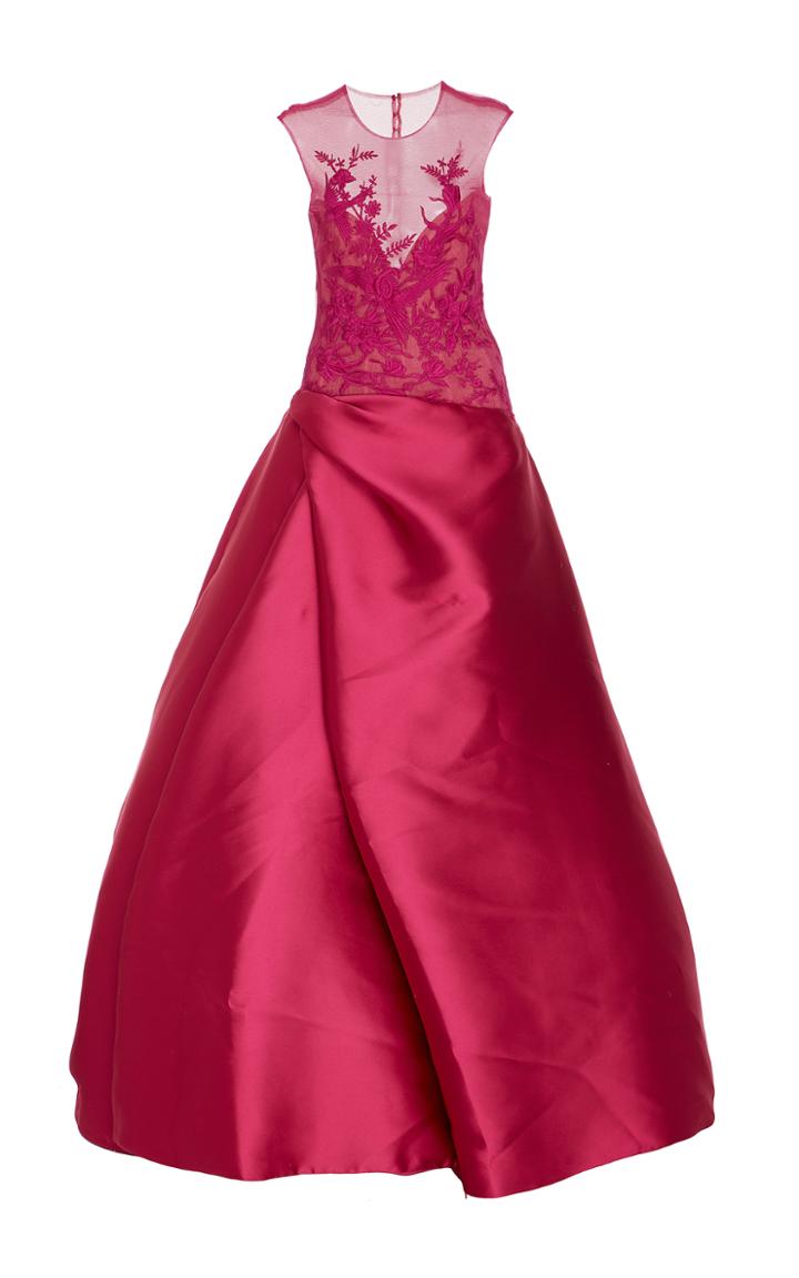 Monique Lhuillier Sleeveless Illusion Ball Gown