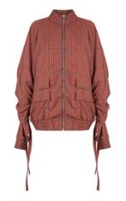 Strateas Carlucci Red Check Orchis Veil Drawstring Bomber