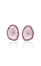 Kimberly Mcdonald 18k White Gold Pink Sapphire And Light Geode Earrings