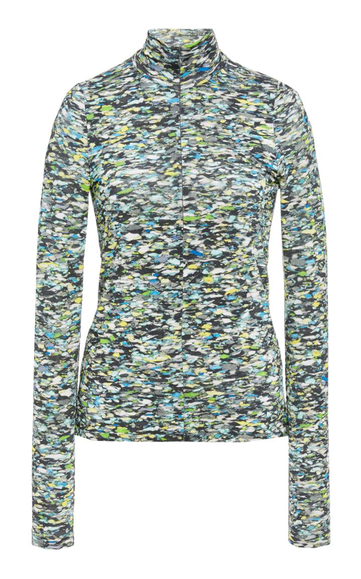 Rosetta Getty Long Sleeve Zip Up Turtleneck Top
