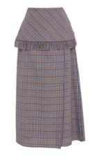 Cyclas Plaid Fringe Midi Skirt