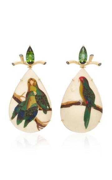 Silvia Furmanovich Marquetry Parrot Earrings