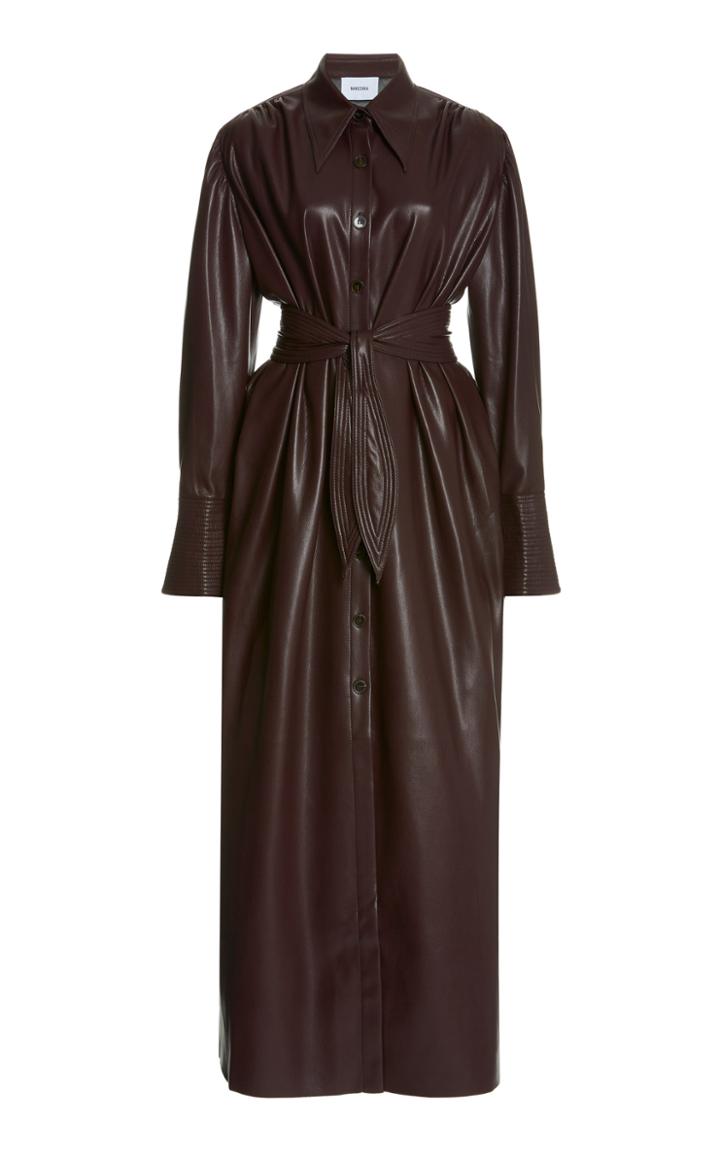Nanushka Rosana Belted Faux Leather Maxi Dress