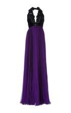 Andrew Gn Bead Embroidered Halter Gown