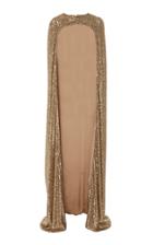 Monique Lhuillier Sequin Embellished Stretch Charmeuse Cape