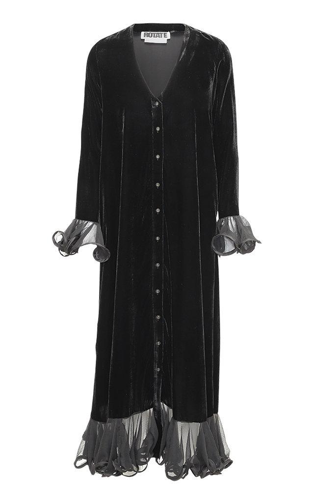 Rotate Ruffle-trimmed Wrap-effect Midi Dress