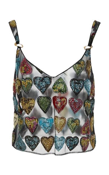 Versace Hearts Sheer Sequin Tank Top