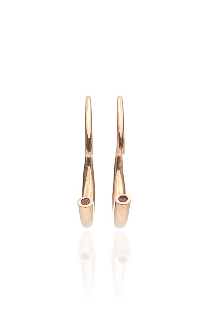 Yael Sonia Rock Reversible Tourmaline 18k Rose Gold Hoop Earrings