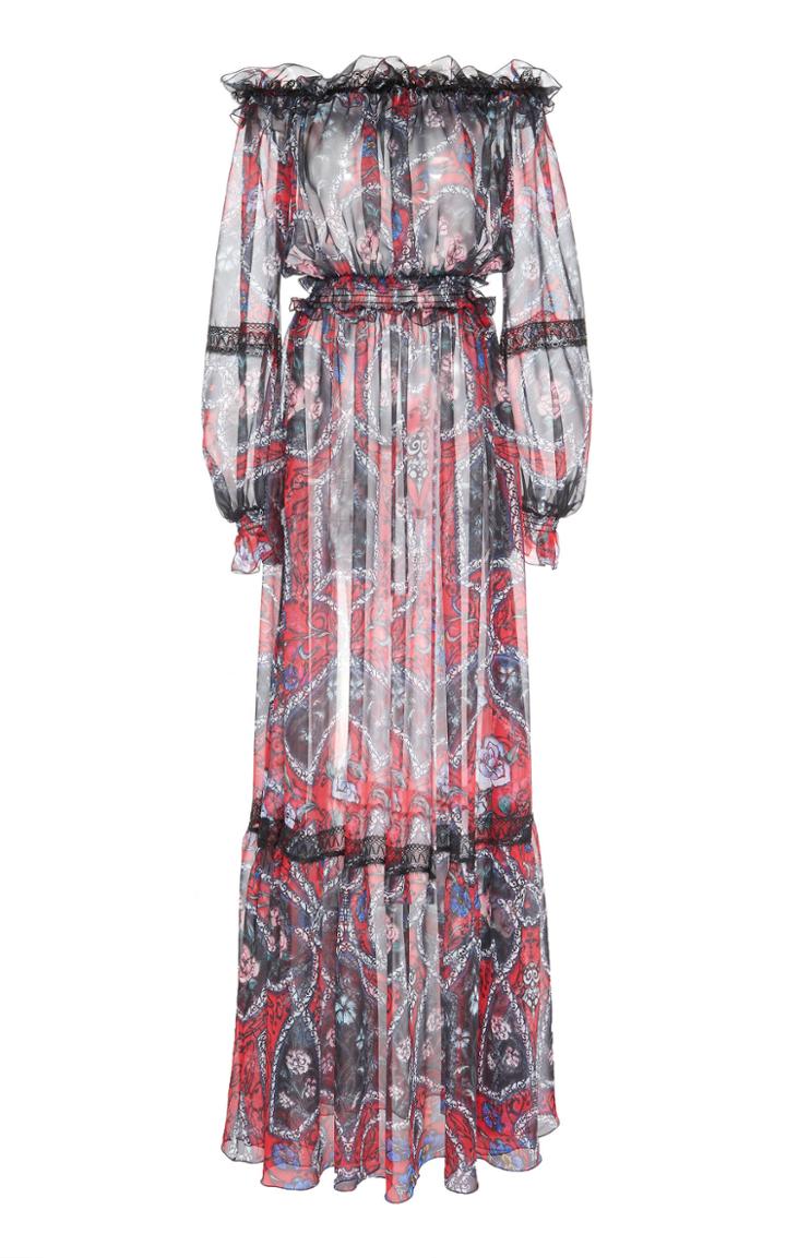 Zuhair Murad Gitane Paisley Off-the-shoulder Georgette Dress