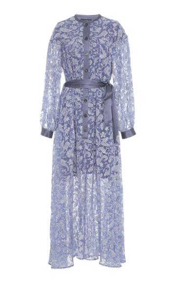 Amber Sakai Floral Printed Maxi Shirt Dress
