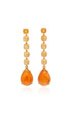 Nina Runsdorf M'o Exclusive: One-of-a-kind Spessartite Garnet Bead And Cabochon Drop Earrings
