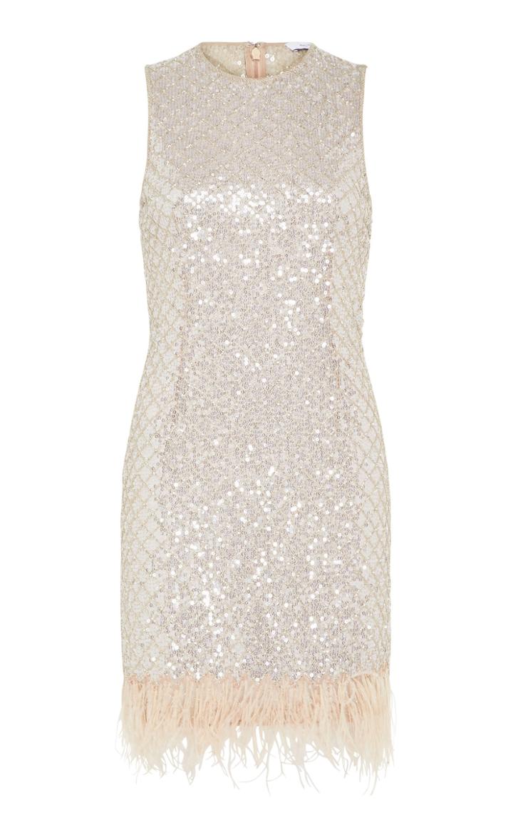 Rachel Gilbert Dixie Feather-embellished Georgette Mini Dress