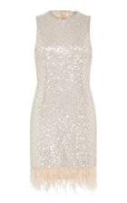 Rachel Gilbert Dixie Feather-embellished Georgette Mini Dress