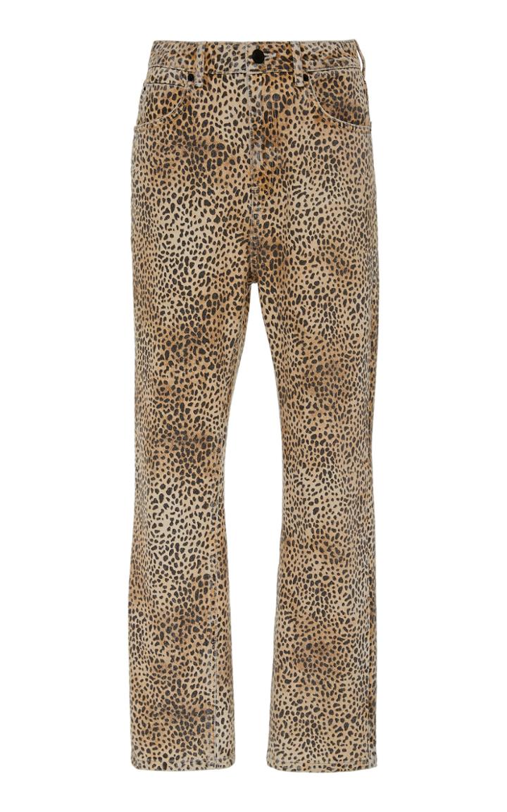 Alexander Wang Cult Rise Cheetah-print High-waisted Straight-leg Jeans