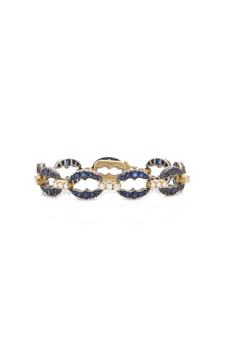 Sylva & Cie Sapphire, Sterling Silver, 18k Yellow Gold Bracelet