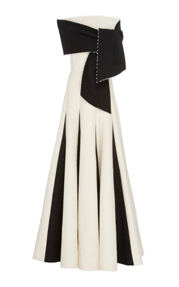 Lela Rose Tie-detailed Two-tone Cady Gown