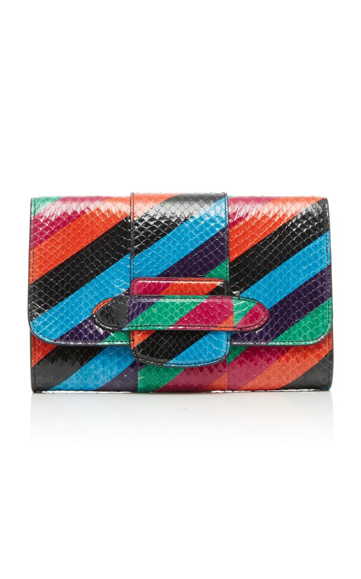 Michino Paris Striped Phedra Pm Clutch In Watersnake