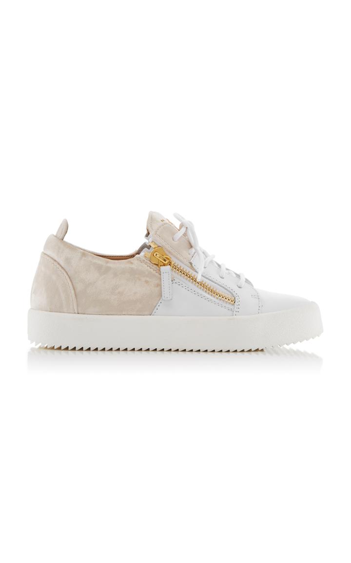Giuseppe Zanotti Velvet-paneled Leather Sneakers