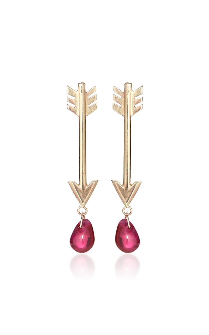 Rachel Quinn Artemis 14k Gold And Ruby Earrings