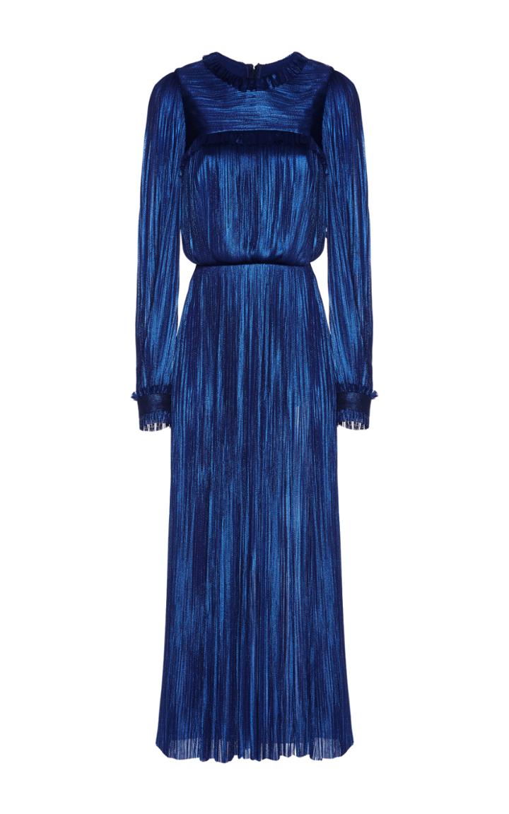 Maria Lucia Hohan Lorin Long Sleeve Metallic Silk Dress