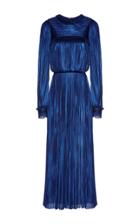 Maria Lucia Hohan Lorin Long Sleeve Metallic Silk Dress