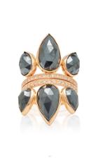 Jacquie Aiche Set Of 2 Large Triple Petal Hematite Crown Rings