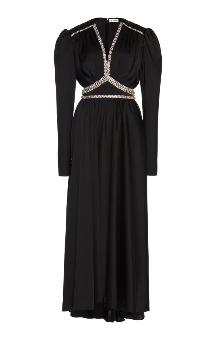 Paco Rabanne Embellished Satin Midi Dress