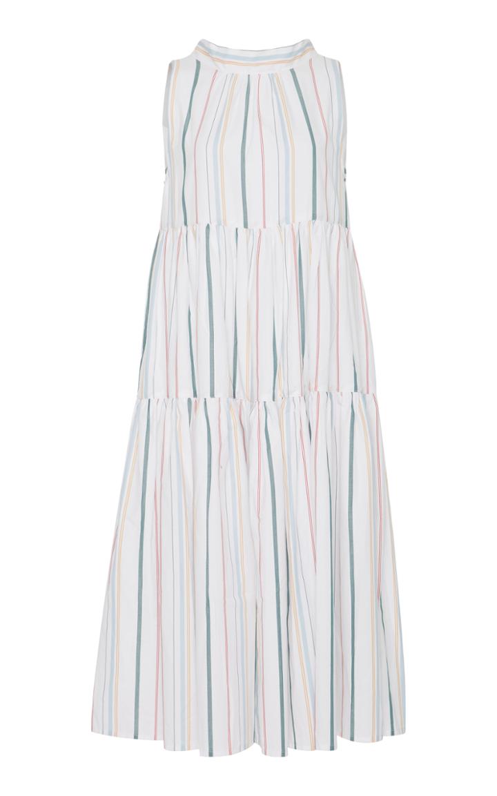 Asceno Mixed Stripe Long Neck Tie Dress
