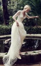 Costarellos Bridal Pearl Embroided Twig Tulle Gown