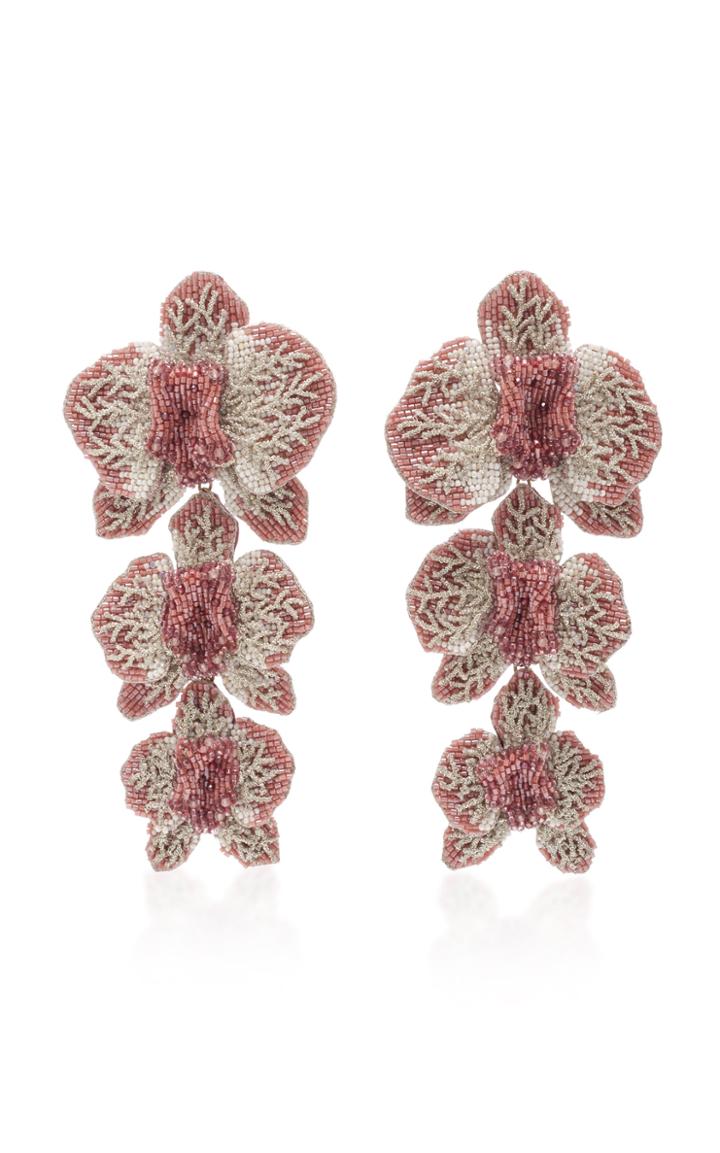 Deepa Gurnani Edyn Cotton, Bead And Gold-plated Tone Earrings