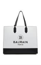 Balmain Small Leather-trimmed Canvas Shopping Bag
