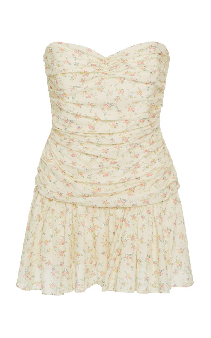 Loveshackfancy Elise Strapless Floral Mini Dress