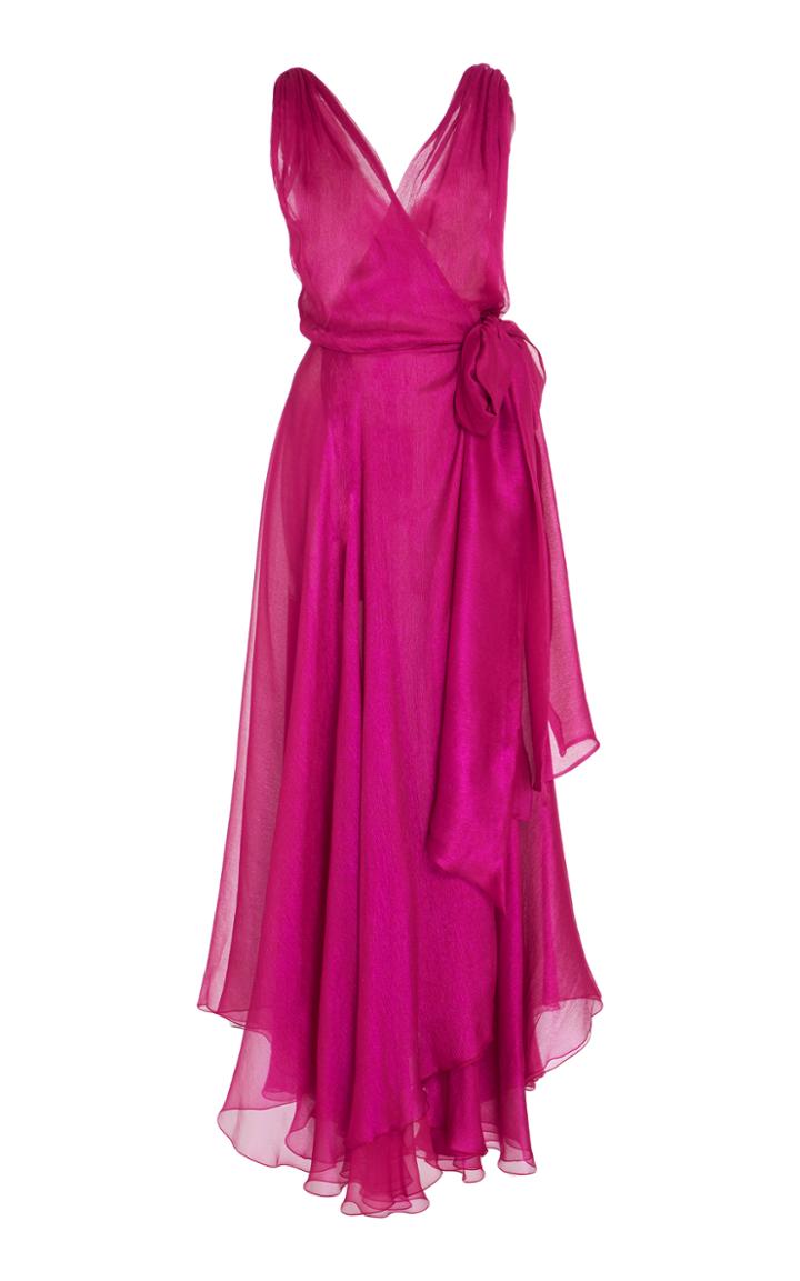 Maria Lucia Hohan Rosana Metallic Mousseline Wrap Dress