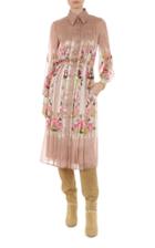 Moda Operandi Alberta Ferretti Pleated Printed Silk Midi Shirt Dress