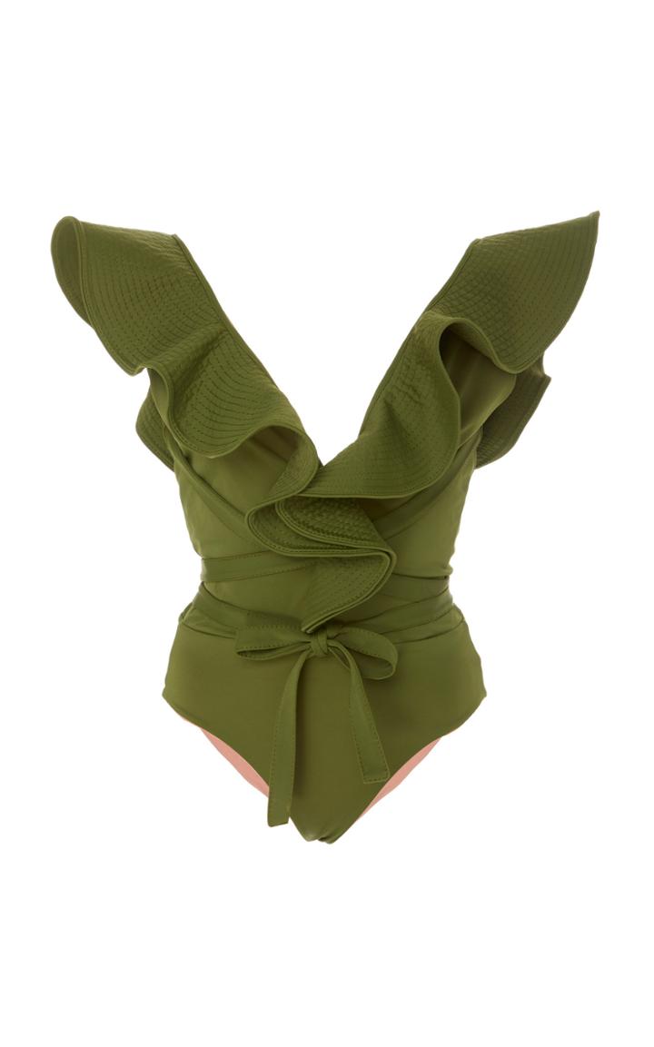 Johanna Ortiz On The Shore Tie-front Ruffled Swimsuit