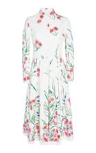 Carolina Herrera Pleated Floral Cotton-blend Midi Dress