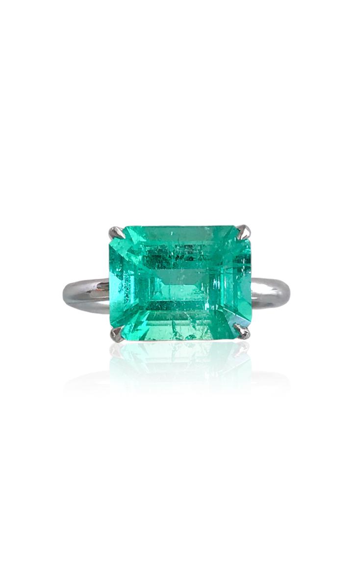 Moda Operandi Maria Jose Jewelry 18k White Gold And Emerald Solitaire Ring