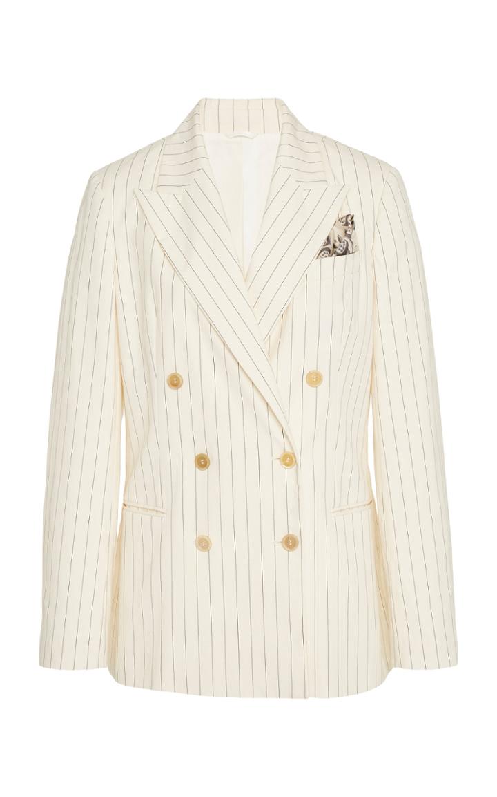 Brunello Cucinelli Pinstriped Cotton-blend Blazer