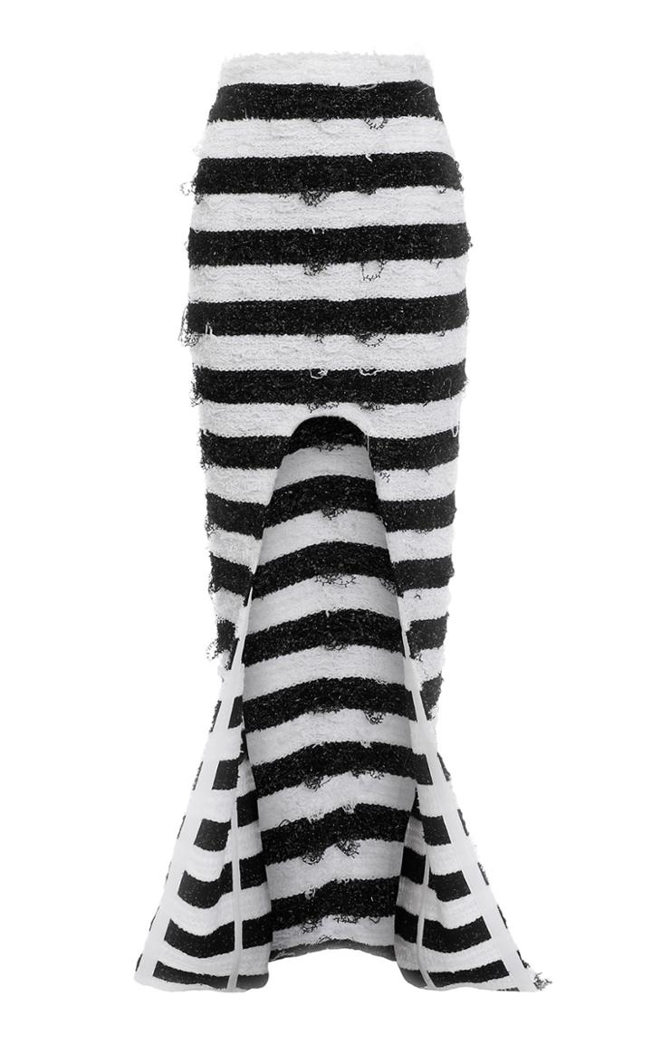 Moda Operandi Balmain Striped Tweed Cutout Maxi Skirt Size: 34