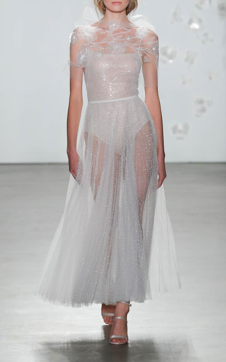 Mira Zwillinger Tati Crystal Sheer Midi Dress