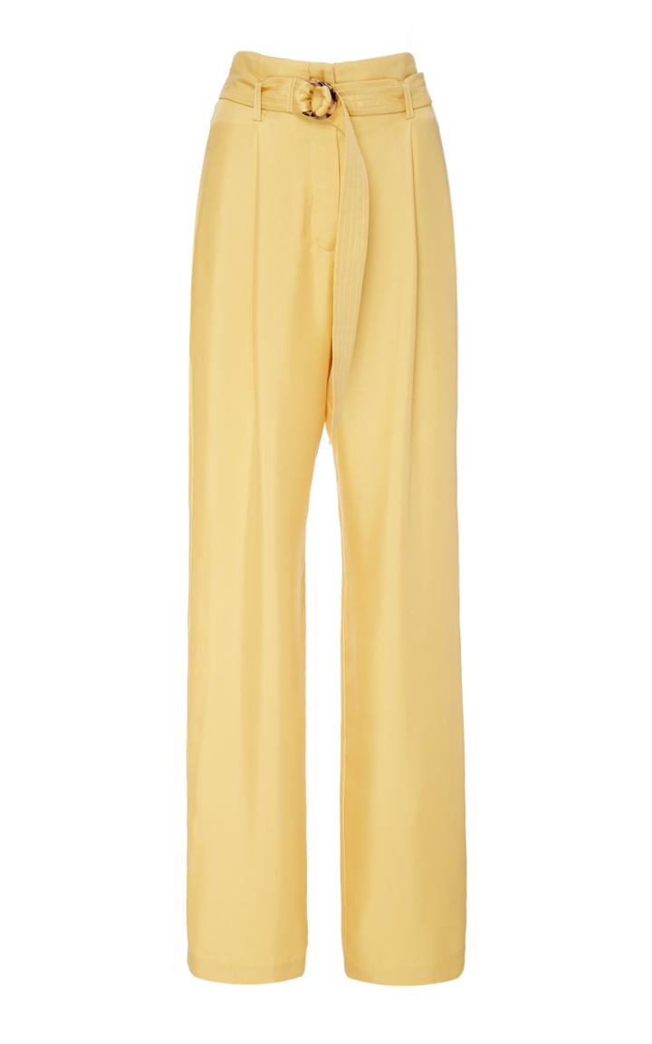Sally Lapointe Belted Silk Straight-leg Pants