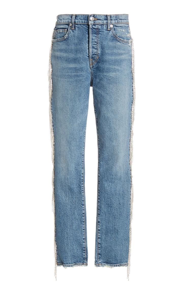 Moda Operandi Veronica Beard Ryleigh Crystal-embellished Fringed Straight-leg Jeans