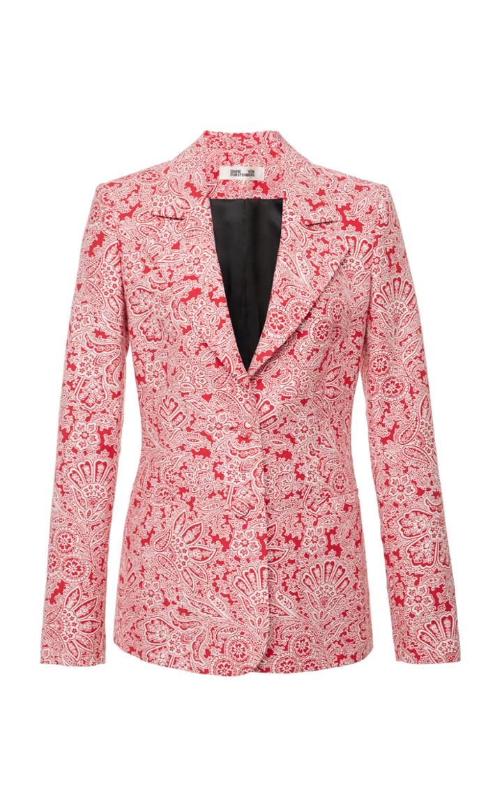 Diane Von Furstenberg Long Sleeve Jacquard Blazer