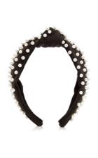 Lele Sadoughi Pearl-embellished Velvet Headband