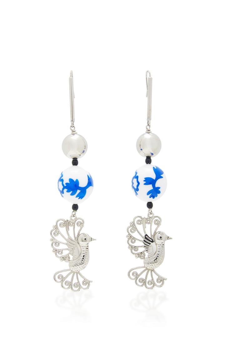Carolina Herrera Silver-plated And Beaded Earrings
