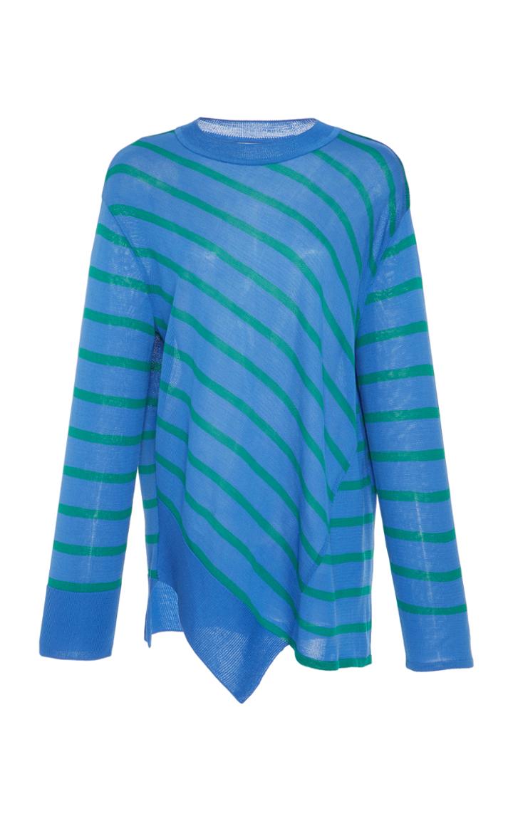 Goen.j Asymmetric Paneled Stripe Knit Top