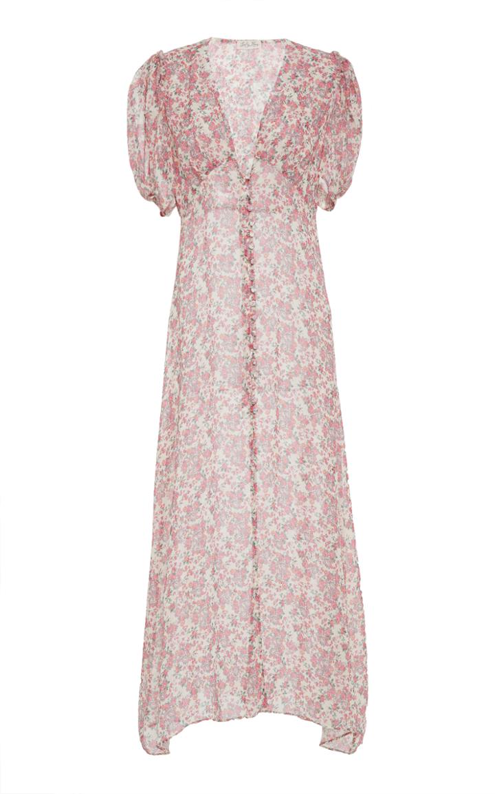 Loveshackfancy Angie Floral Silk Button Up Midi Dress