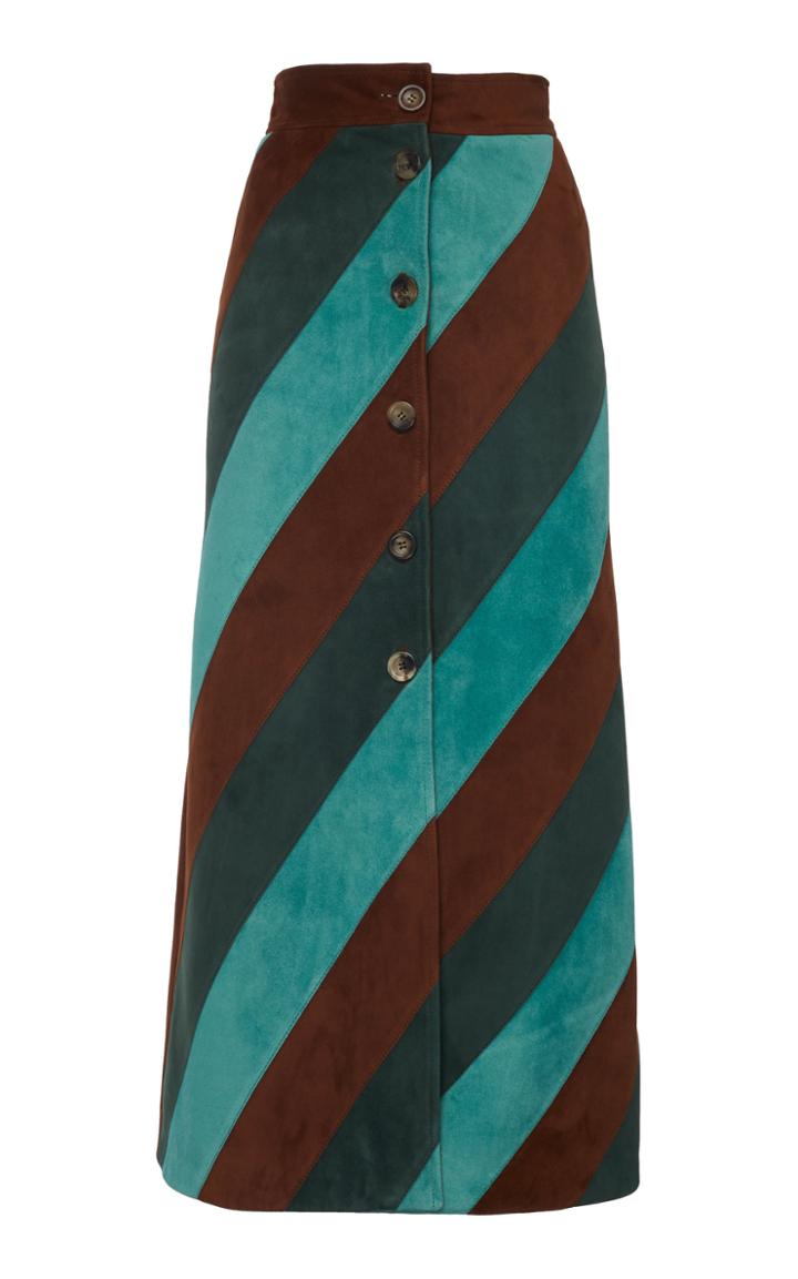 Miu Miu Striped Button Down Midi Skirt