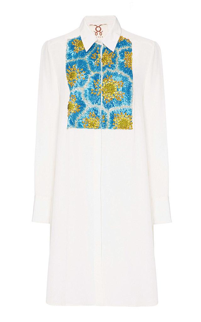 Figue Emmanuel Embroidered Silk Tuxedo Tunic